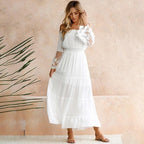 Sara - Langes Kleid mit Bardot-Ausschnitt