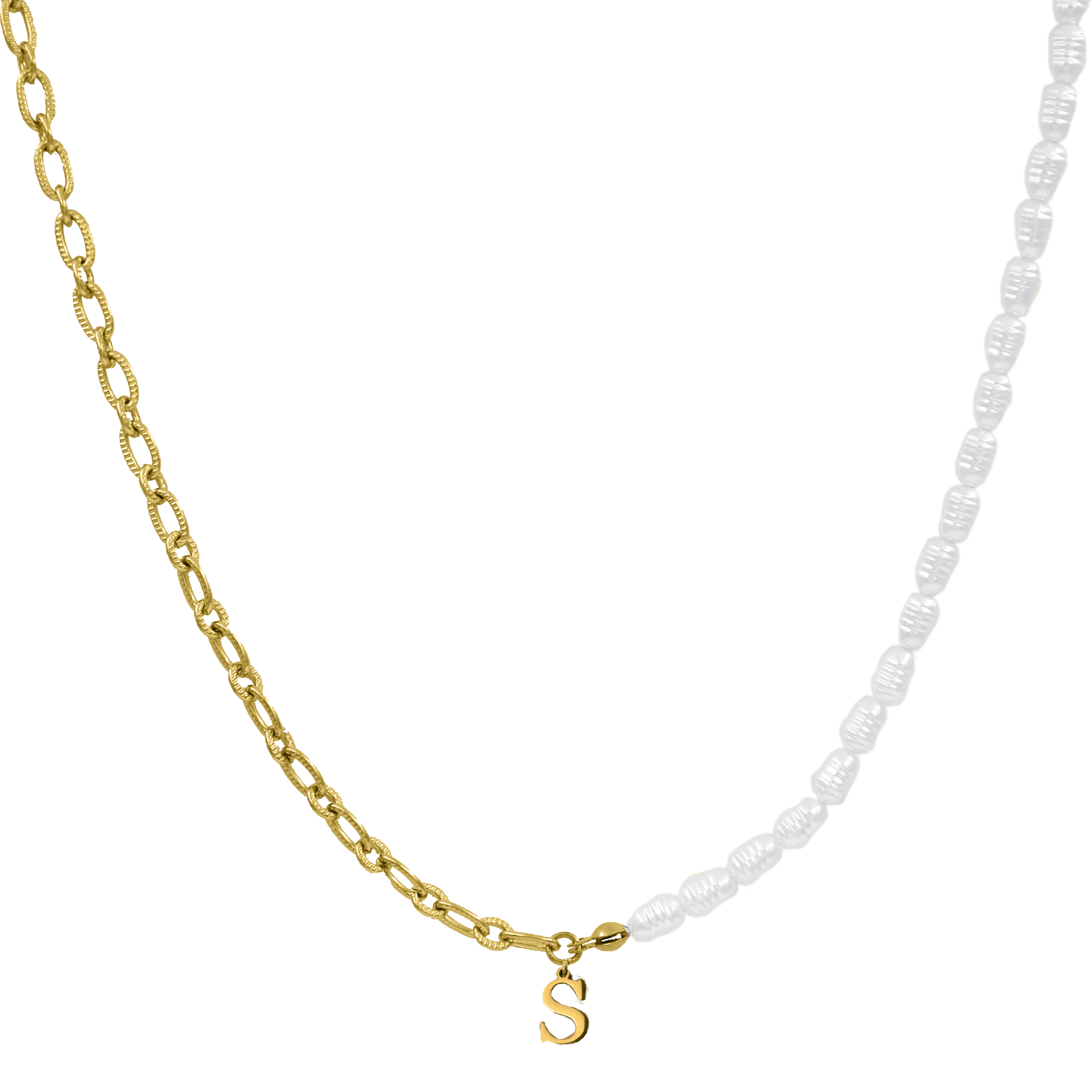 Elegant Pearl Basic Letter 14K Vergoldet