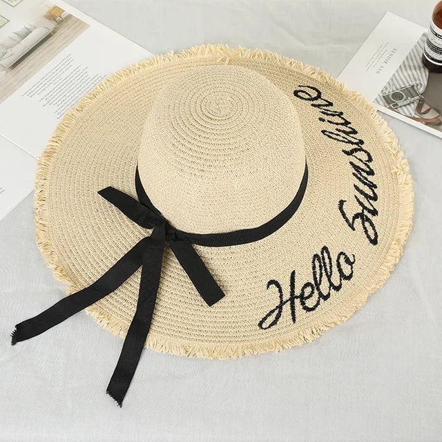 Handgemachte Weave Letter Sonnenhüte für Frauen Mode