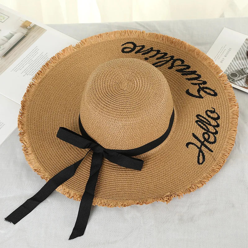 Handgemachte Weave Letter Sonnenhüte für Frauen Mode