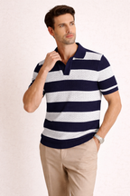 Herren Kurzarm-Poloshirt leicht atmungsaktiv Textur Sommer lässig - Elvren
