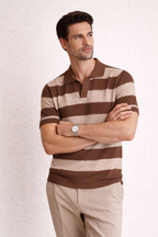 Herren Kurzarm-Poloshirt leicht atmungsaktiv Textur Sommer lässig - Elvren