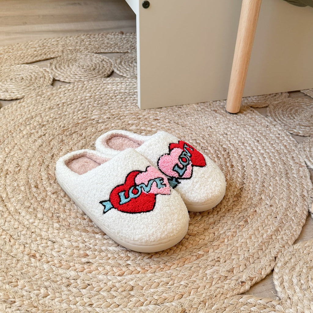 Damenplüschpantoffeln mit Stickereimotiv - Valentina