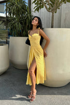Stefania - Langes Maxikleid mit V-Ausschnitt