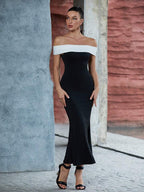 Lina - Elegantes langes schwarzes Kleid