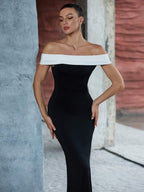 Lina - Elegantes langes schwarzes Kleid