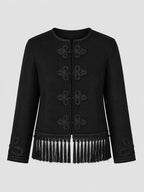 Kurzer Blazer mit Fransen und Knotenschlüssen