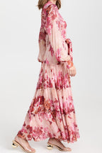 Naty - Langärmeliges Kleid mit Blumendruck