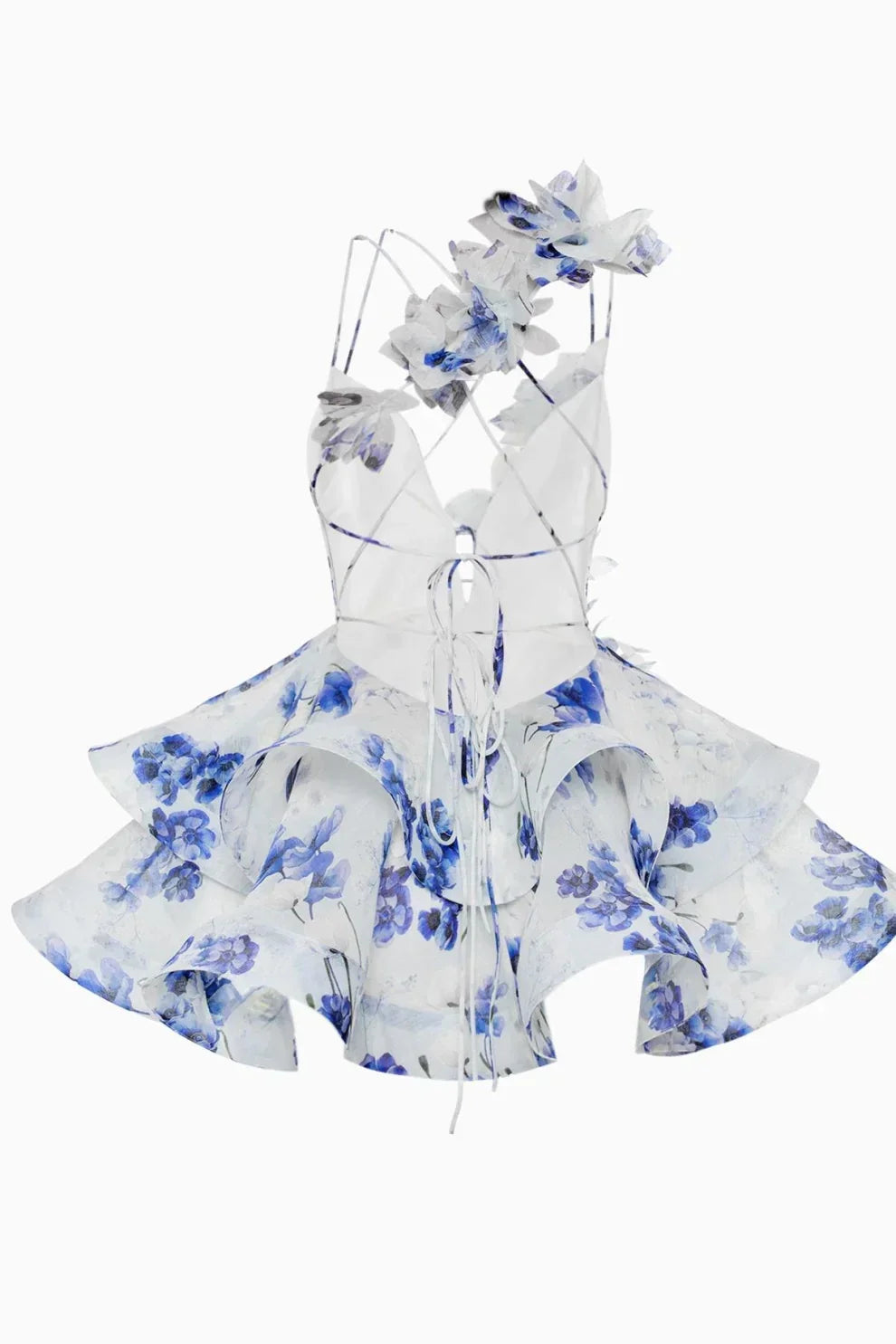Isabella - Minikleid mit 3D-Blume und Gaze-Rüschen