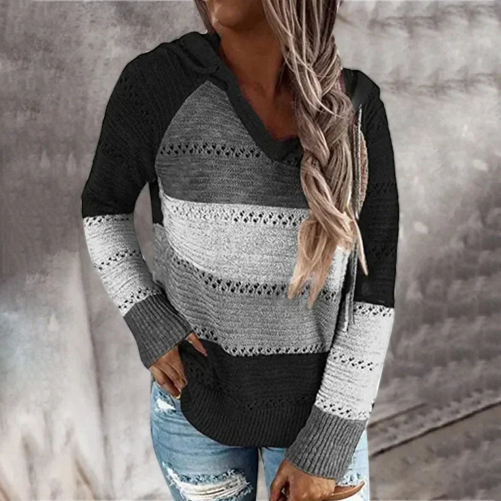 JOLENE - Gestreifter Pullover mit Kapuze