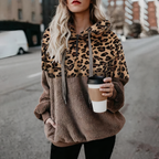 JULIANA - Leopart Print Plüsch-Kapuzenpullover