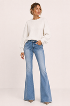 Damen-Jeans mit hoher Taille und ausgestelltem Bein – Greta