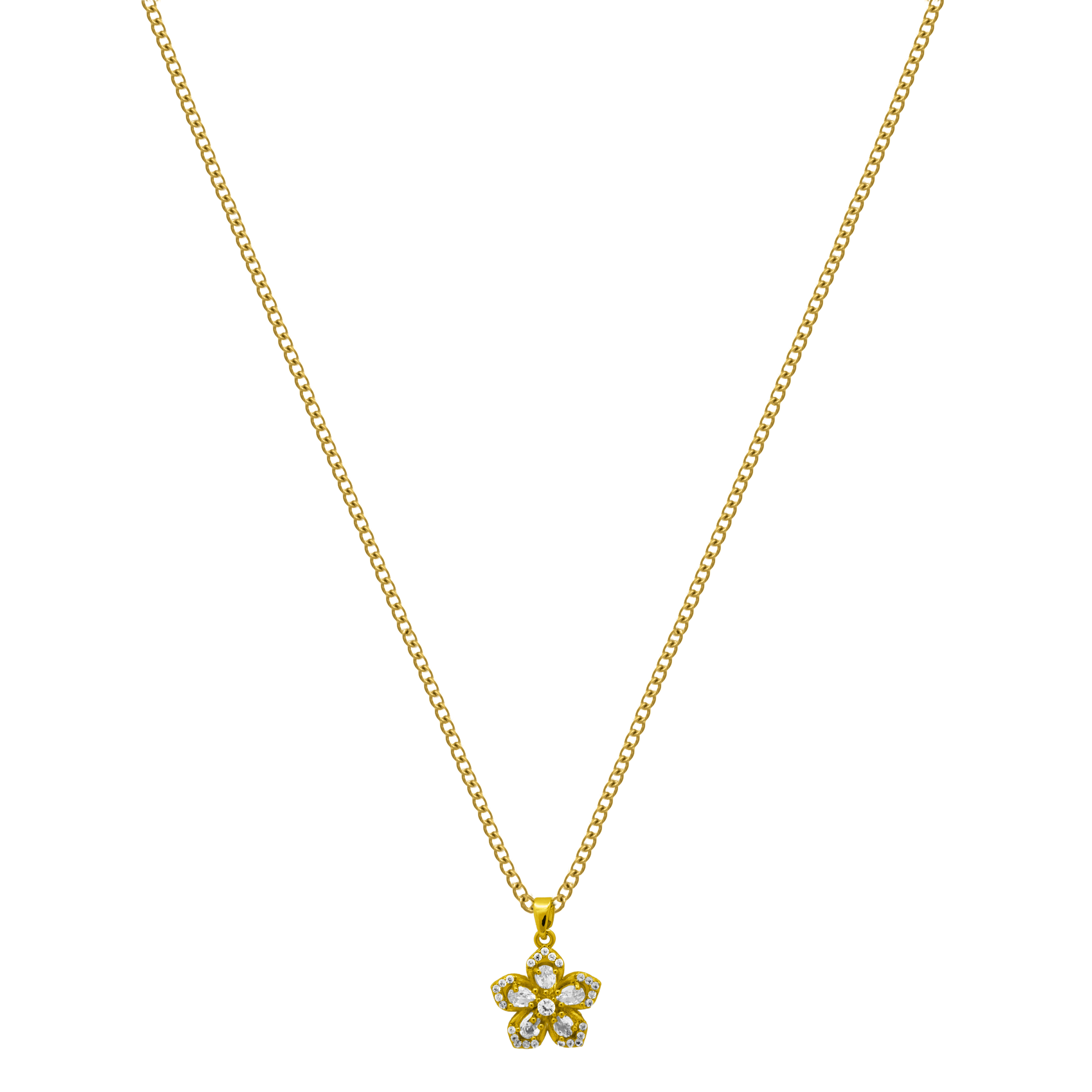 Cluster Flower Kette 18K Vergoldet