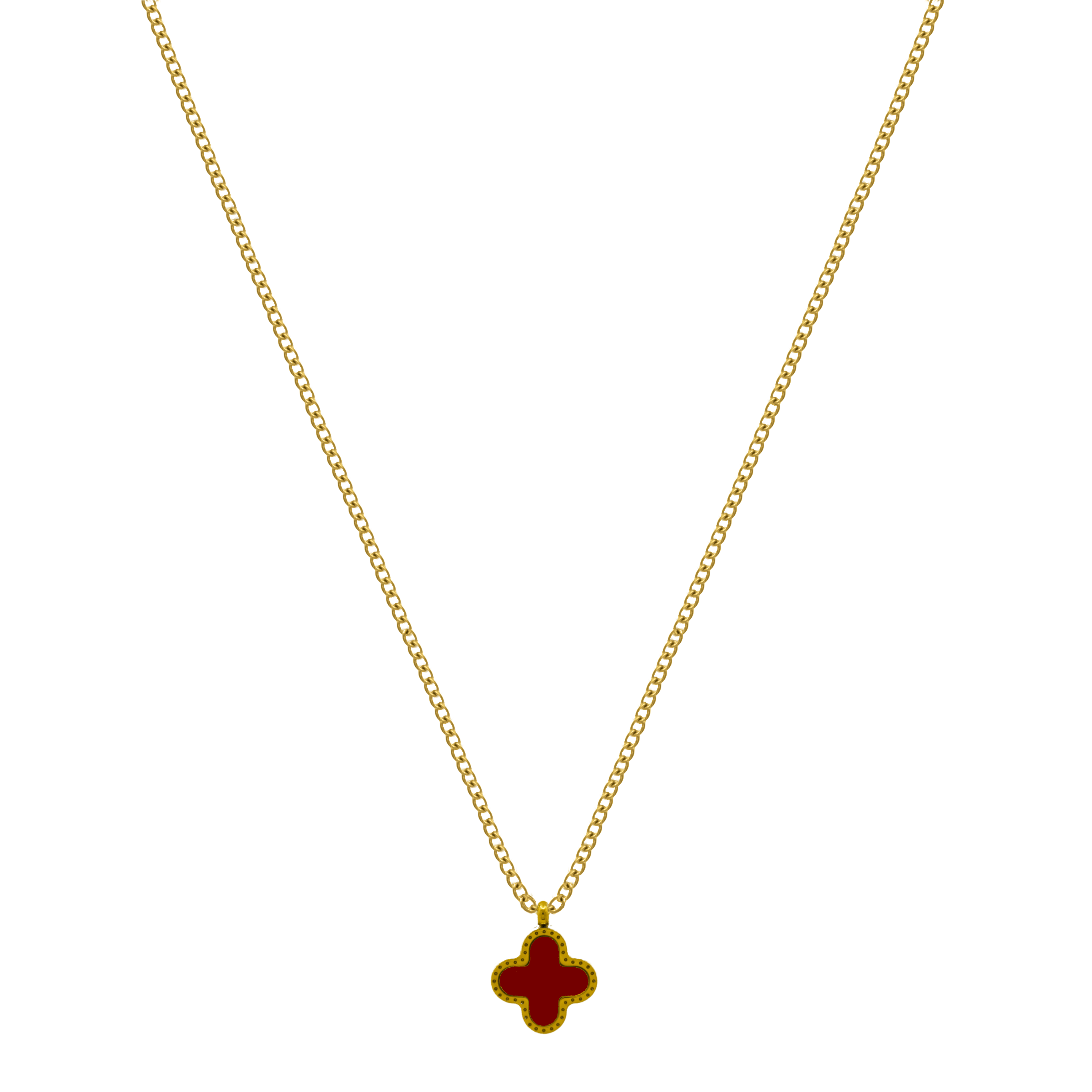 Red Black 2in1 Unique Leaf Kette 18K Vergoldet