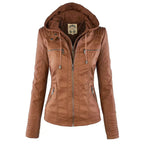 Elegante Biker-Lederjacke mit Kapuze