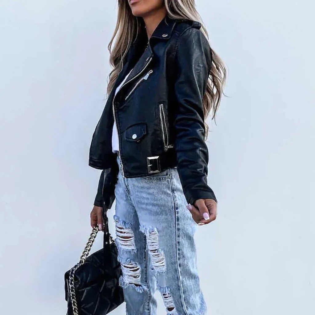 Figurbetonte Lederjacke für lässige Looks