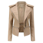 Lederjacke im Gothic-Stil mit Revers und Reißverschluss