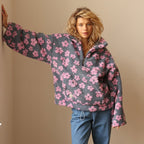 Fleece Pullover Bloom kuschelig warmes Sherpa Innenfutter Boho Stil für kalte Tage - Daisy