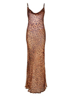 Nereida - Spaghetti-Maxi-Kleid mit Leopardenmuster