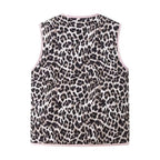Jeansweste mit Leopardenmuster, Schleifendetails und lockerer Passform