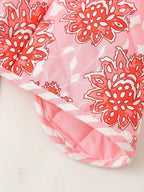 Jeansweste mit Blumenmuster, V-Ausschnitt und Bindedetails
