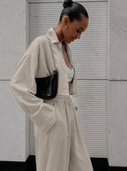 Serena - Lässiges Outfit mit langärmeliger Hose in modischem Knitterdesign
