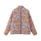 Jacke mit Blumenmuster, Taschen und überschnittenen Schultern in Lila