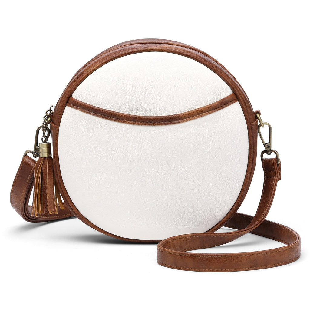 Umhängetasche für Damen mit rundem Design in Vintage-Lederoptik - Noelia