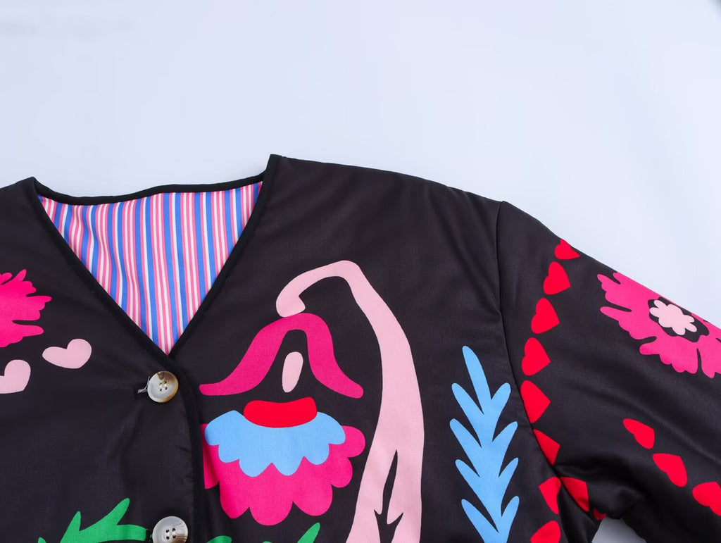 Jeansjacke mit Graffiti-Print und Taschen
