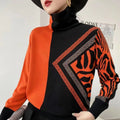 OLGA - Eleganter bedruckter Pullover mit Rollkragen