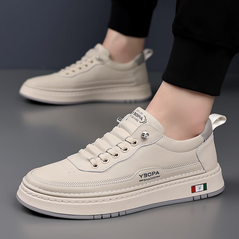 Herren-Lederturnschuhe mit dicker Sohle und genähter Unterseite - Lucetti