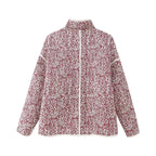 Jacke mit Blumenmuster, Taschen und überschnittenen Schultern in Lila