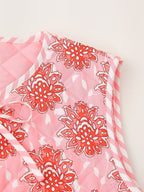 Jeansweste mit Blumenmuster, V-Ausschnitt und Bindedetails