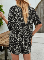 Adrienna - Set aus Hemd und Shorts mit Button-Down-Kragen und Aufdruck