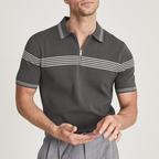 Preston Retro Poloshirt mit Reißverschluss