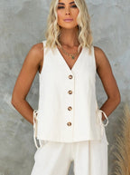 Rita - Bluse mit V-Ausschnitt und Hosen-Set