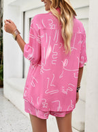 Adrienna - Set aus Hemd und Shorts mit Button-Down-Kragen und Aufdruck