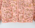 Jacke mit Blumenmuster, Patchwork und Stehkragen