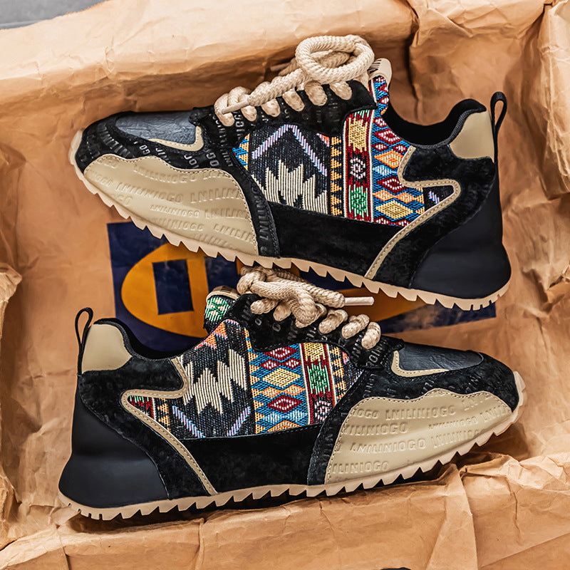 Herren-Turnschuhe mit dicker Sohle und Textildesign - Aleron