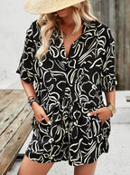 Adrienna - Set aus Hemd und Shorts mit Button-Down-Kragen und Aufdruck