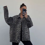 Jeansjacke mit Leopardenmuster und lockerer Passform