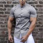 Fyn - Herren Slim Fit Kurzarm einfarbig Fitness Shirt