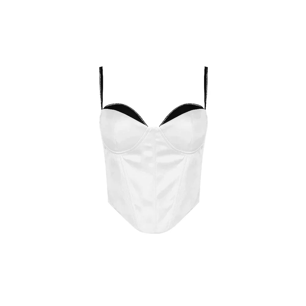 Sophia - Modernes Bustier-Oberteil mit Kontrastpaspelierung und Spaghettiträgern