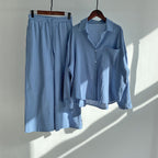 Anja - Baumwoll-Leinenhemd und hochtaillierte Hose im Set