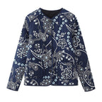Steppjacke mit Blumenmuster und Ethno-Muster