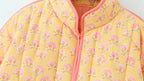 Jacke mit Blumenmuster, Patchwork und Stehkragen
