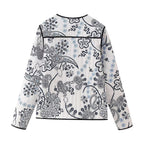 Steppjacke mit Blumenmuster und Ethno-Muster