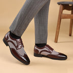 Herren Leder Oxford Schuhe mit Karomuster - Henrik