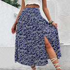 Midirock mit Blumenmuster und Seitenschlitz - Amelia