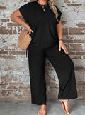 Lana - Zweiteilige Plus Size Kurzarm Sexy Hose mit weiten Beinen